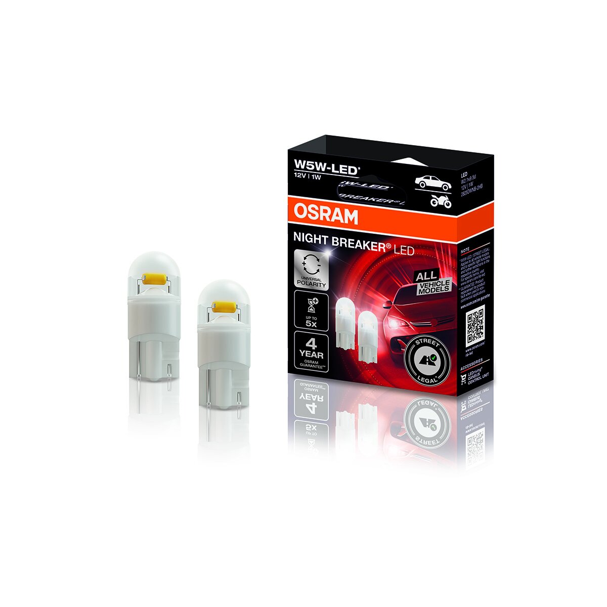 Osram Night Breaker W5W LED Nachrüstlampe mit Zulassung, 16,00